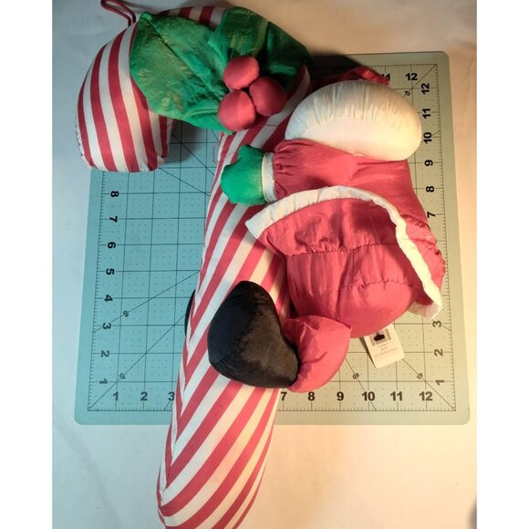 Santa Hanging Candy Cane Plush Vintage Christmas 18 inches - Picture 3 of 9